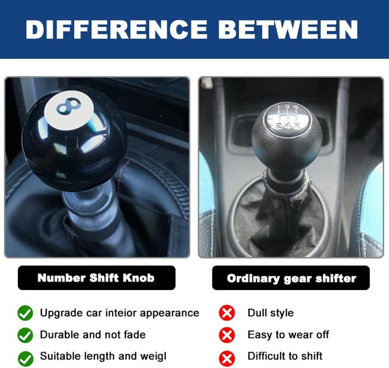 ANDO RACING Shift Knob Manual Gear,Round Ball Acrylic Gear Shift Knob,Universal with 3 Adapter,Fit for Manual Car (Black 8) - Image 4